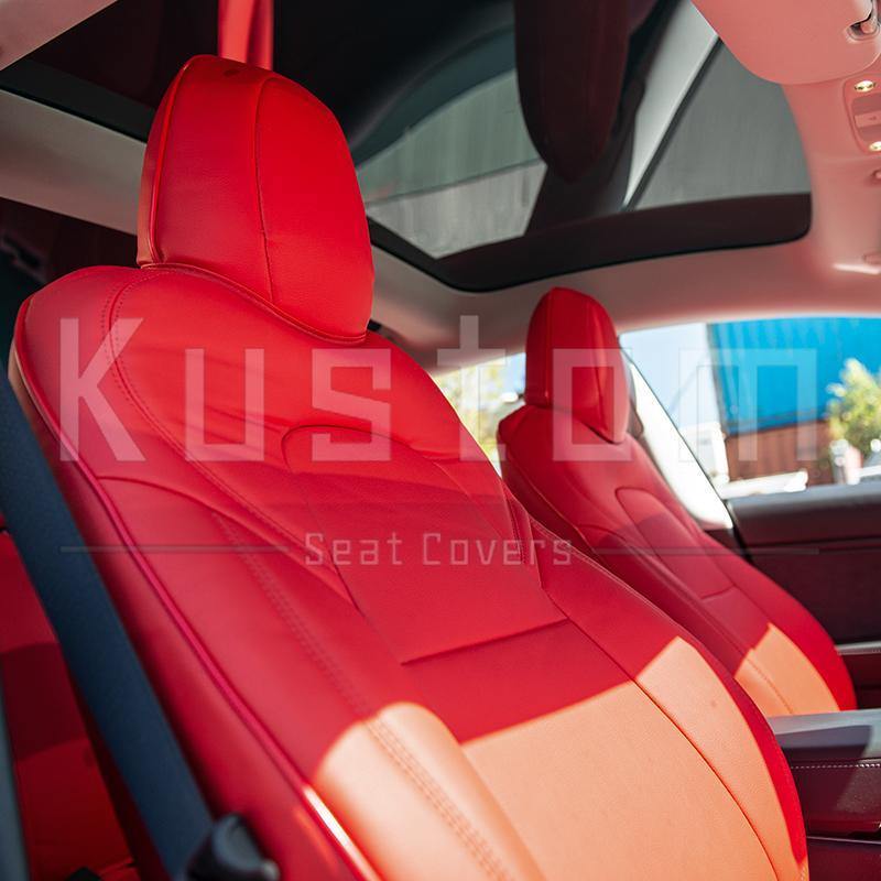 2017-21 Tesla Model 3 Two-tone Custom Leather Seat Covers - Kustom Cover