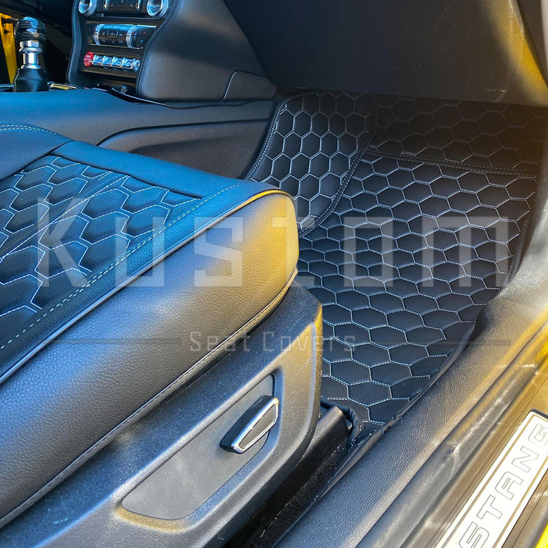 2015+ Ford Mustang Honeycomb Leather Floor Mat