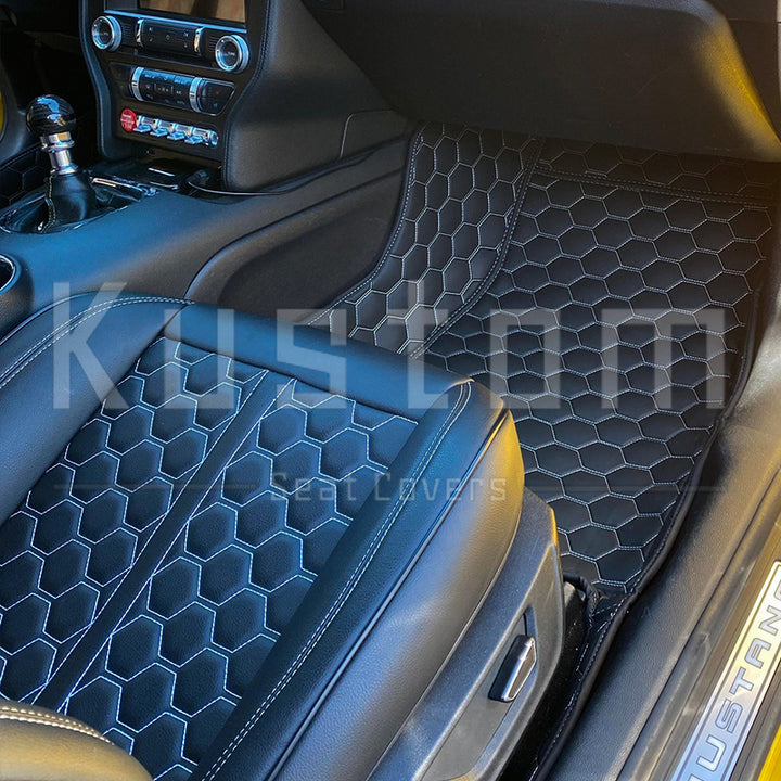 2015+ Ford Mustang Honeycomb Leather Floor Mat