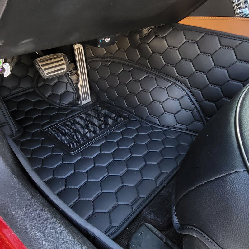 Corvette C7 Custom Honeycomb Leather Floor Mat