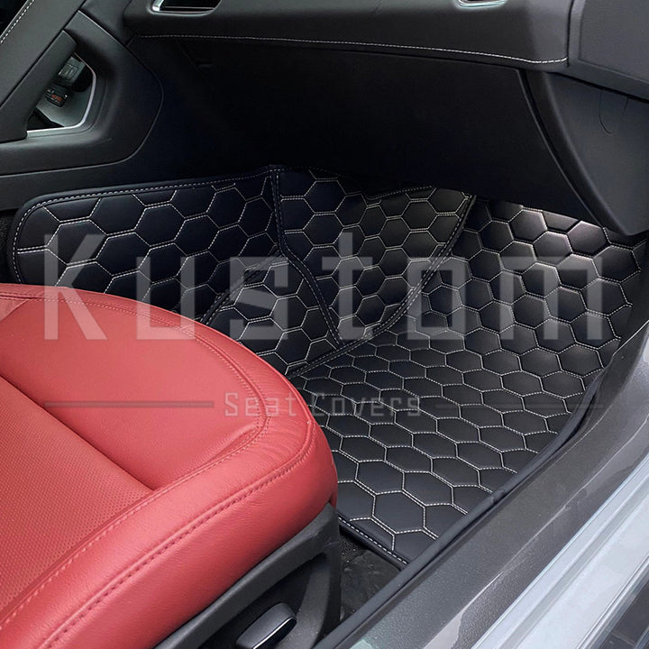 Corvette C7 Custom Honeycomb Leather Floor Mat