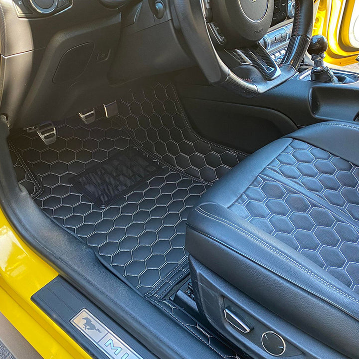 2015+ Ford Mustang Honeycomb Leather Floor Mat