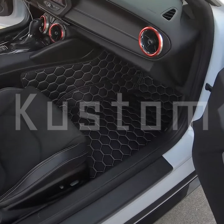 6th Gen Camaro Honeycomb Leather Floor Mat Liners